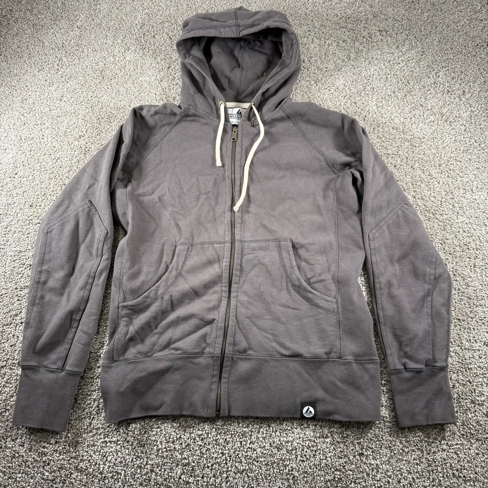 American Giant Sweater Womens Small‎ Washed Gray Full Zip Hoodie Pockets USA